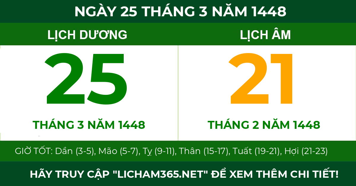lịch âm ngày 25 tháng 3 năm 1448