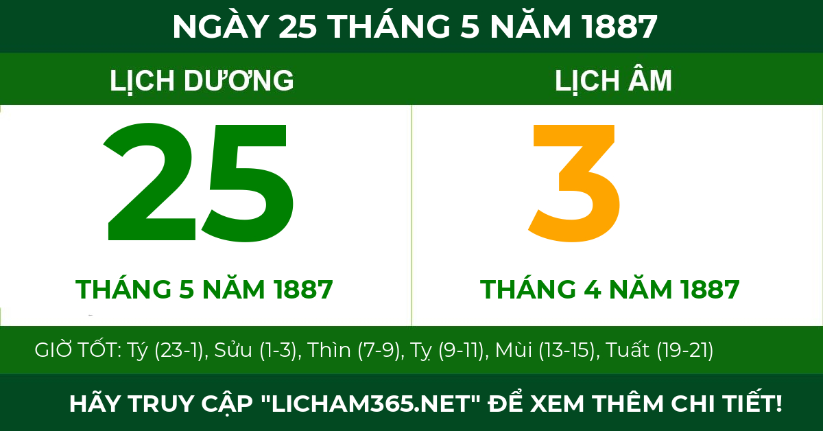 lịch âm ngày 25 tháng 5 năm 1887