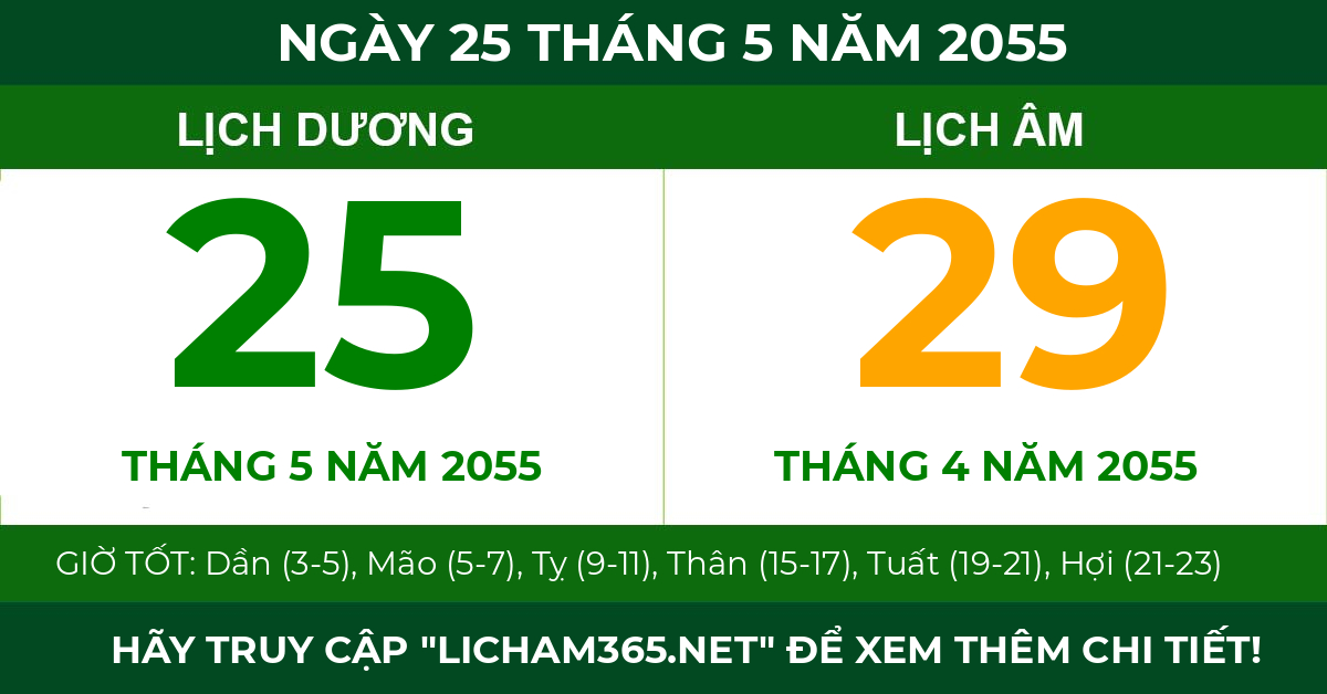 lịch âm ngày 25 tháng 5 năm 2055