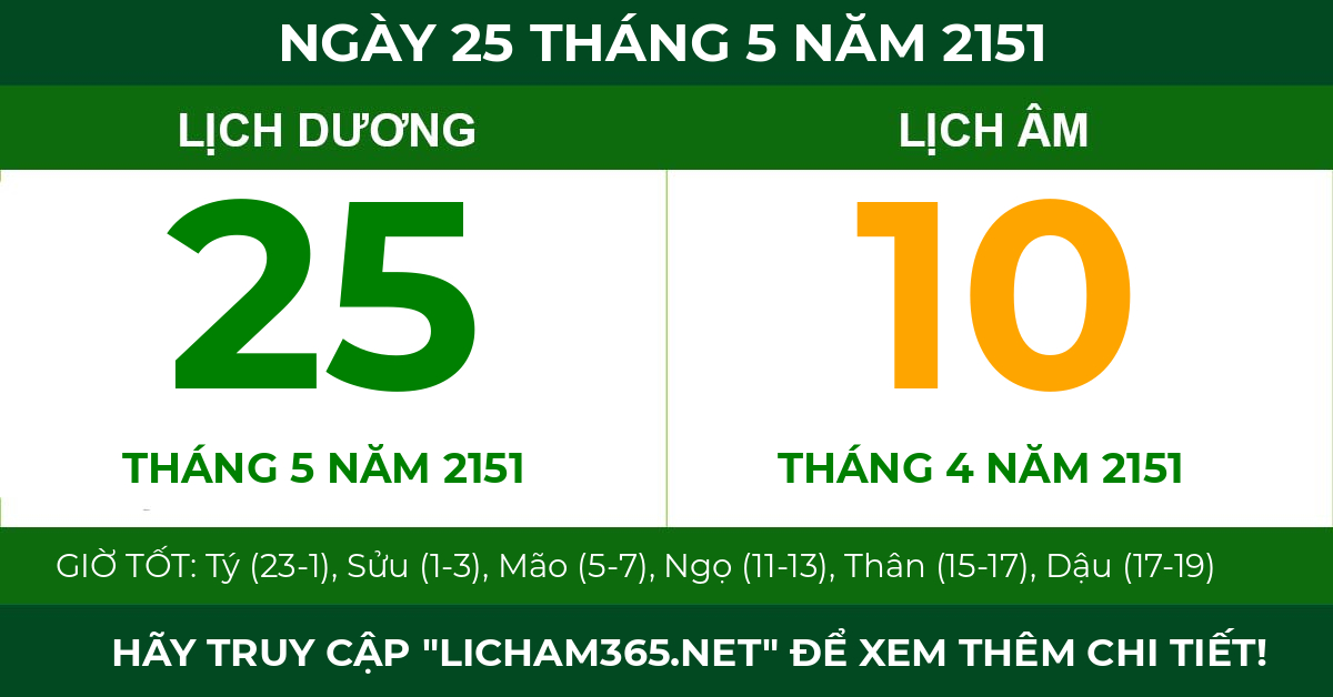 lịch âm ngày 25 tháng 5 năm 2151