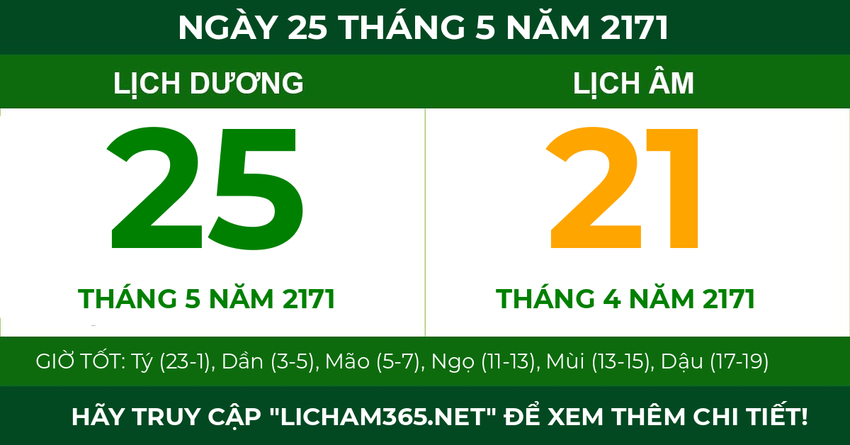 lịch âm ngày 25 tháng 5 năm 2171