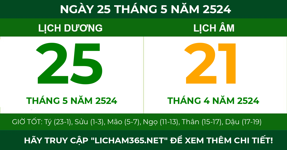 lịch âm ngày 25 tháng 5 năm 2524