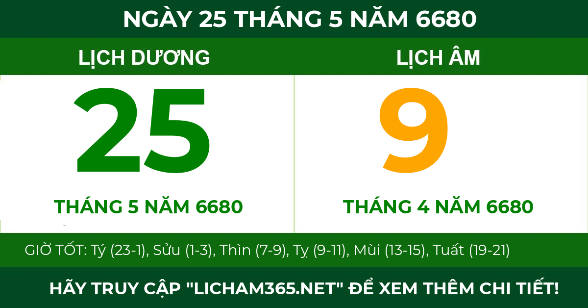 lịch âm ngày 25 tháng 5 năm 6680