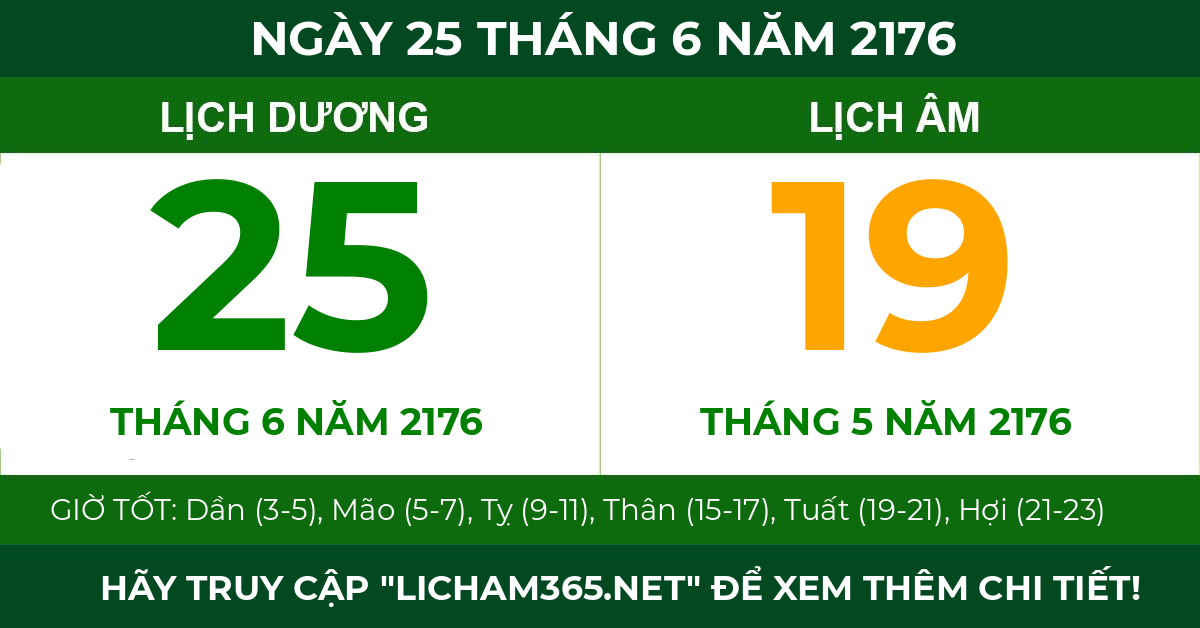 lịch âm ngày 25 tháng 6 năm 2176
