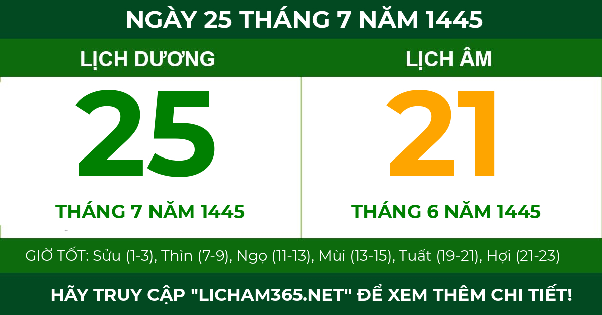 lịch âm ngày 25 tháng 7 năm 1445