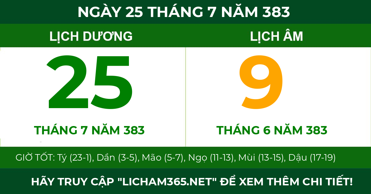 lịch âm ngày 25 tháng 7 năm 383