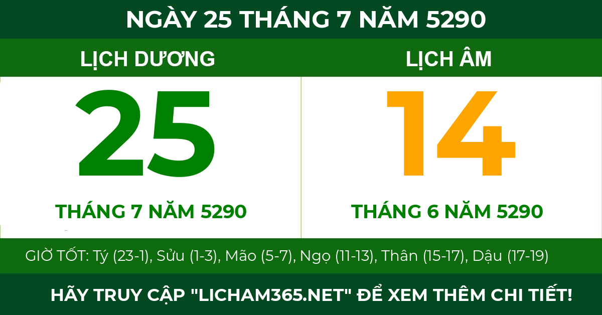lịch âm ngày 25 tháng 7 năm 5290