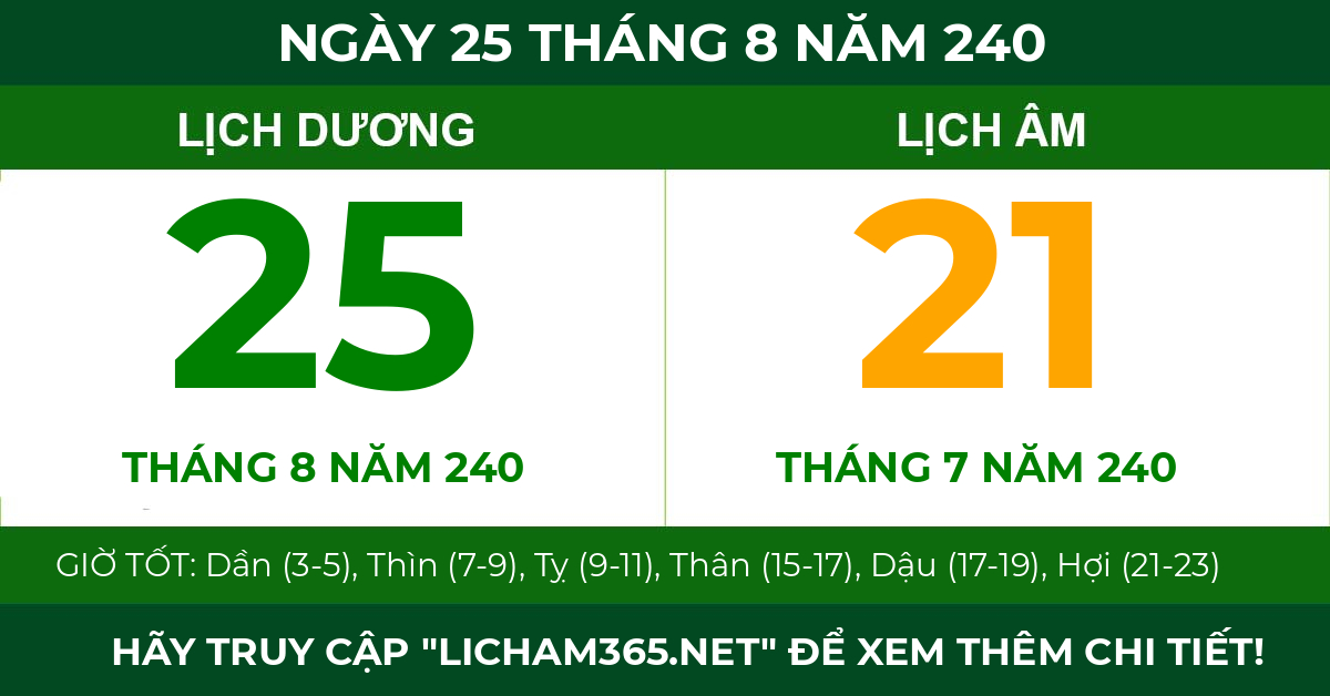 lịch âm ngày 25 tháng 8 năm 240