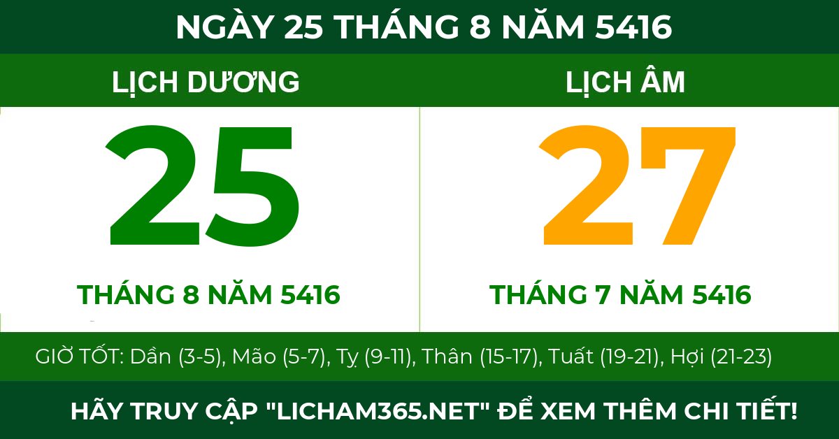 lịch âm ngày 25 tháng 8 năm 5416