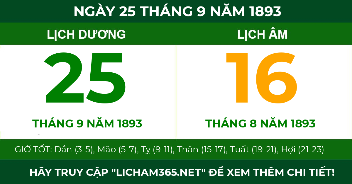 lịch âm ngày 25 tháng 9 năm 1893