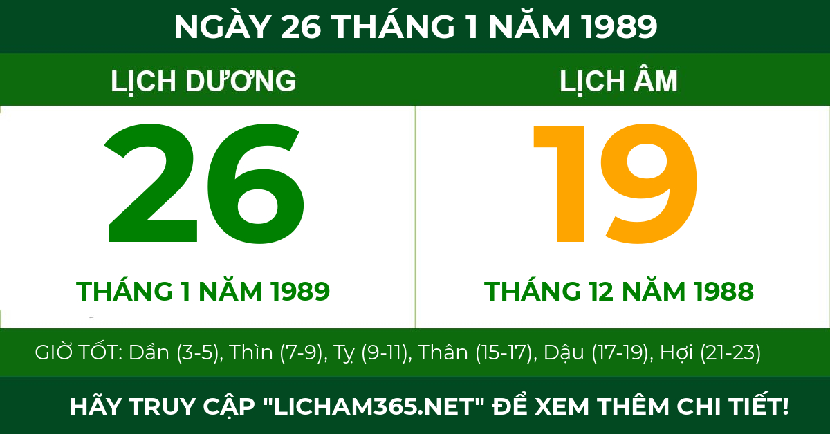 lịch âm ngày 26 tháng 1 năm 1989