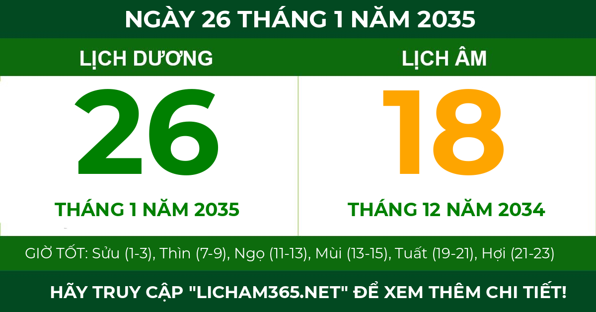 lịch âm ngày 26 tháng 1 năm 2035