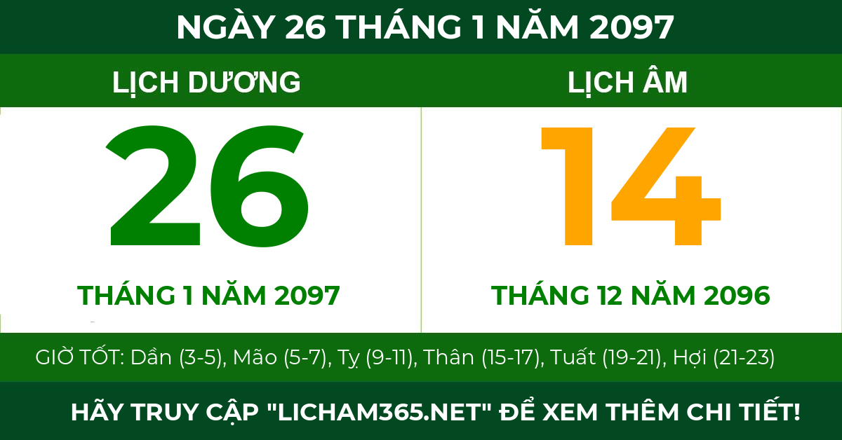 lịch âm ngày 26 tháng 1 năm 2097
