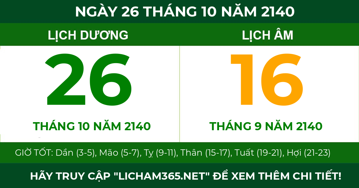 lịch âm ngày 26 tháng 10 năm 2140