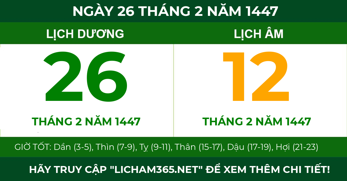 lịch âm ngày 26 tháng 2 năm 1447