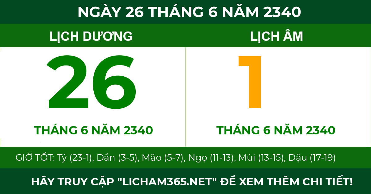 lịch âm ngày 26 tháng 6 năm 2340