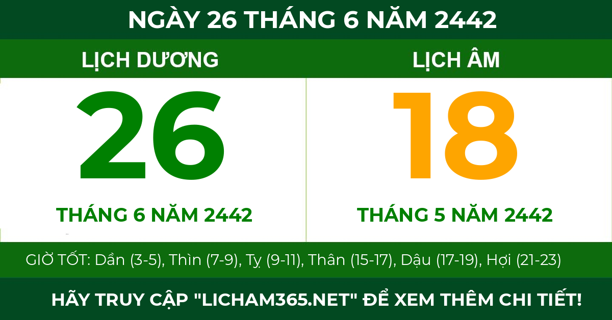 lịch âm ngày 26 tháng 6 năm 2442