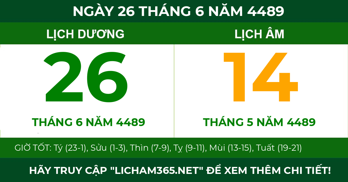 lịch âm ngày 26 tháng 6 năm 4489