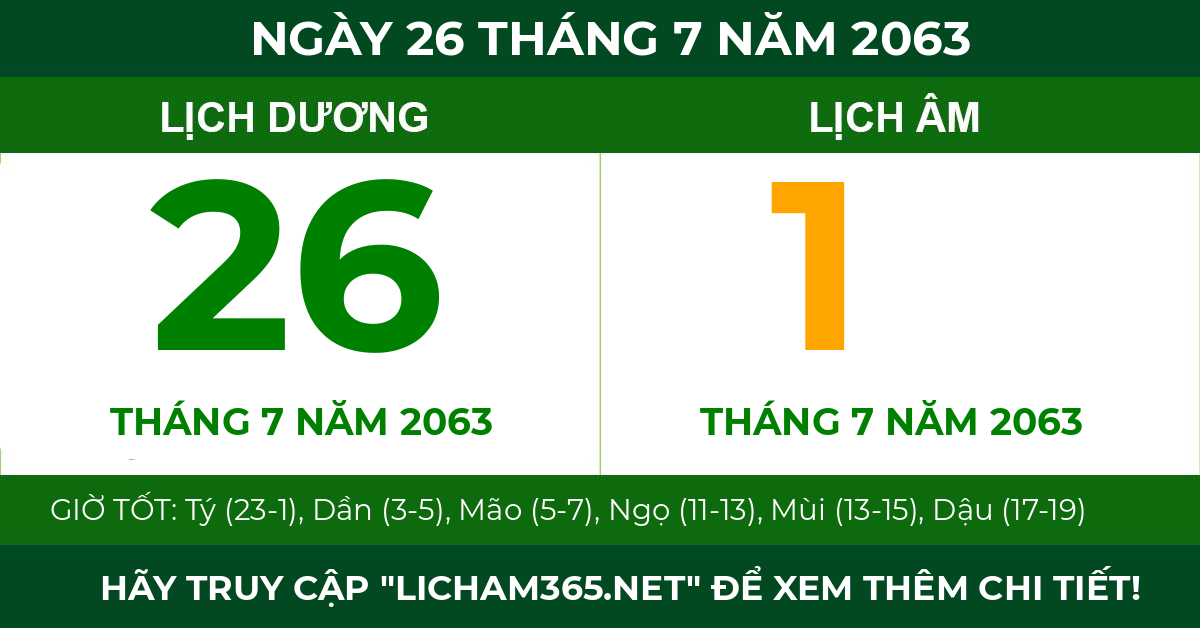 lịch âm ngày 26 tháng 7 năm 2063