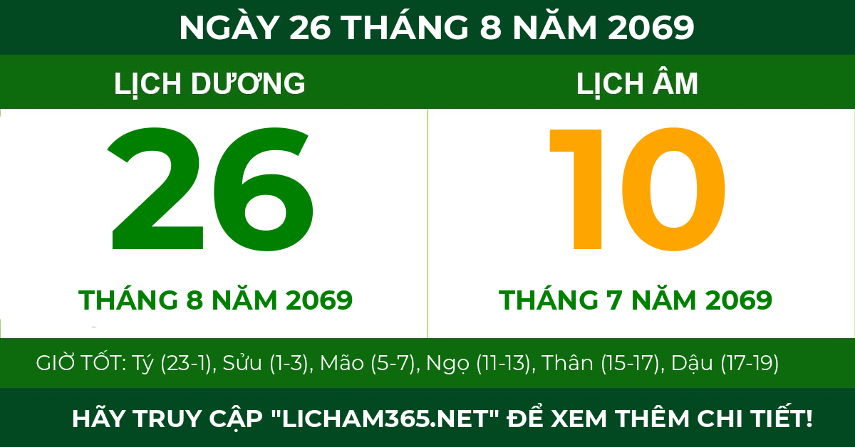 lịch âm ngày 26 tháng 8 năm 2069