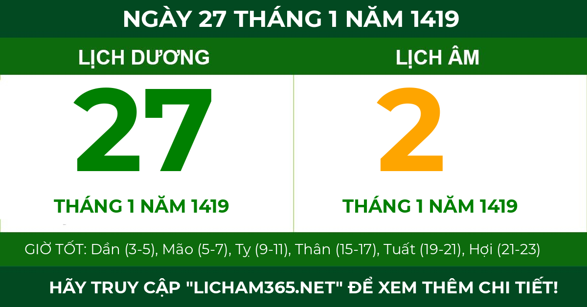 lịch âm ngày 27 tháng 1 năm 1419