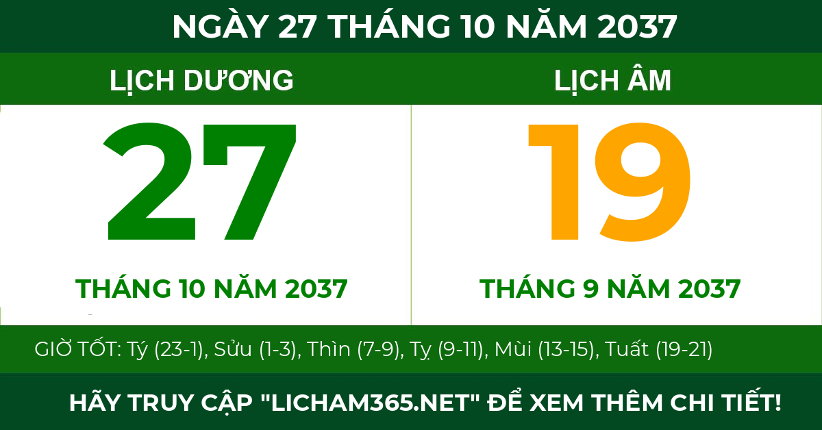 lịch âm ngày 27 tháng 10 năm 2037