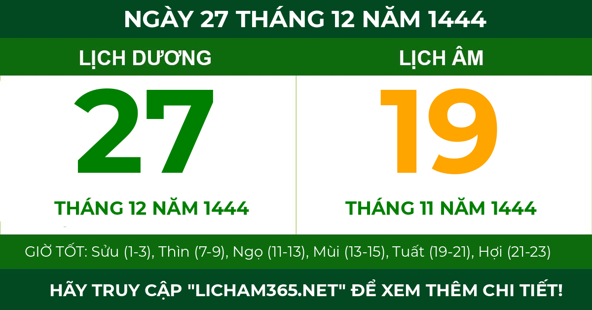 lịch âm ngày 27 tháng 12 năm 1444