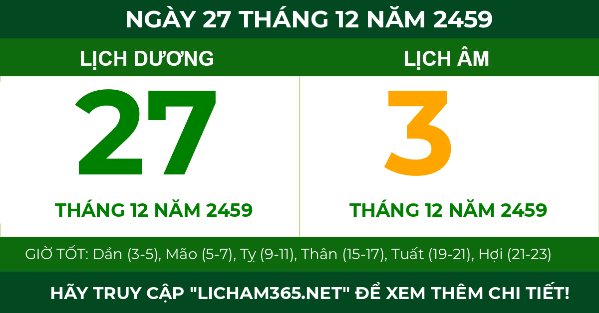 lịch âm ngày 27 tháng 12 năm 2459