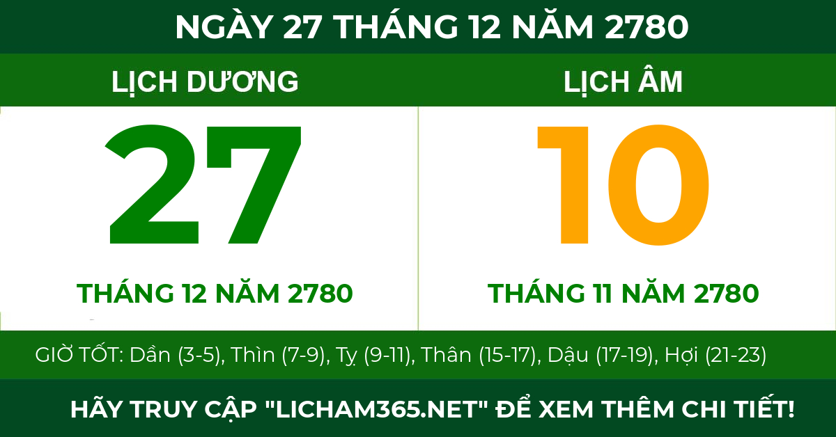 lịch âm ngày 27 tháng 12 năm 2780