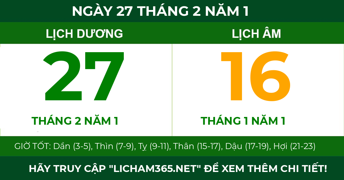 lịch âm ngày 27 tháng 2 năm 1