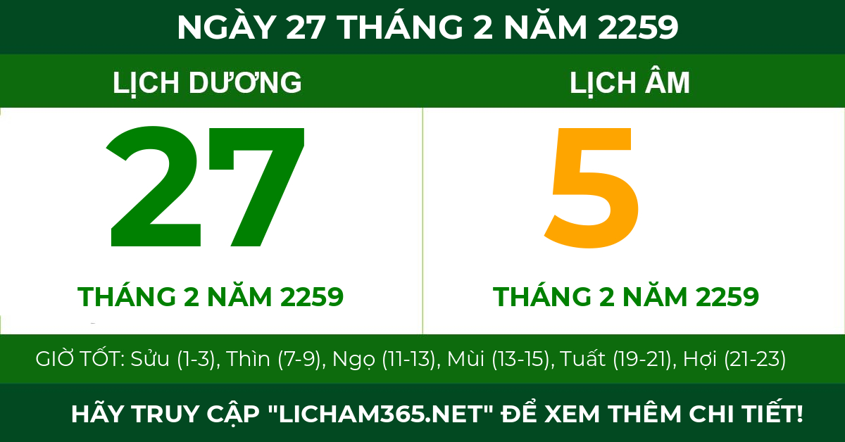 lịch âm ngày 27 tháng 2 năm 2259