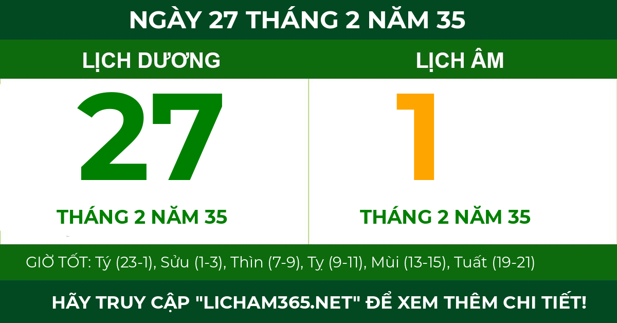 lịch âm ngày 27 tháng 2 năm 35