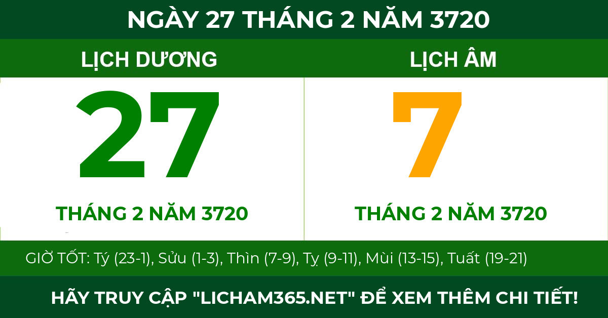 lịch âm ngày 27 tháng 2 năm 3720