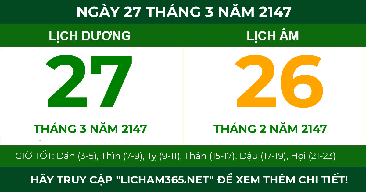 lịch âm ngày 27 tháng 3 năm 2147