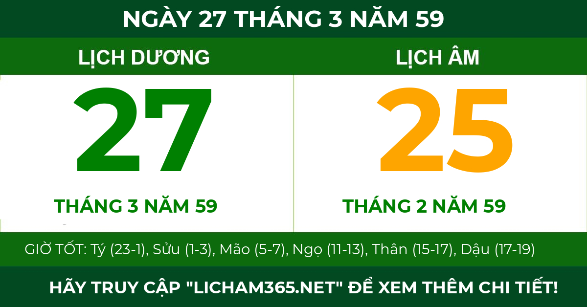 lịch âm ngày 27 tháng 3 năm 59