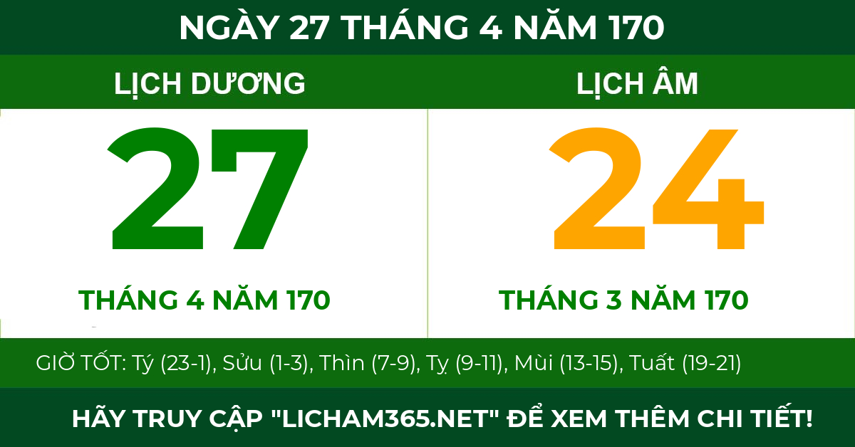 lịch âm ngày 27 tháng 4 năm 170