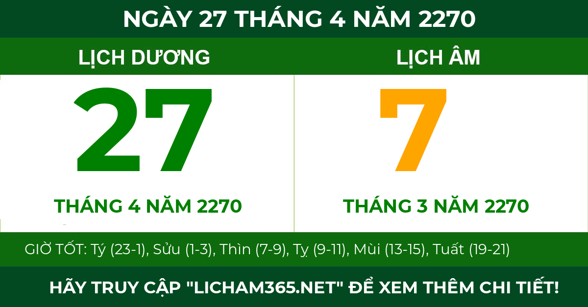 lịch âm ngày 27 tháng 4 năm 2270