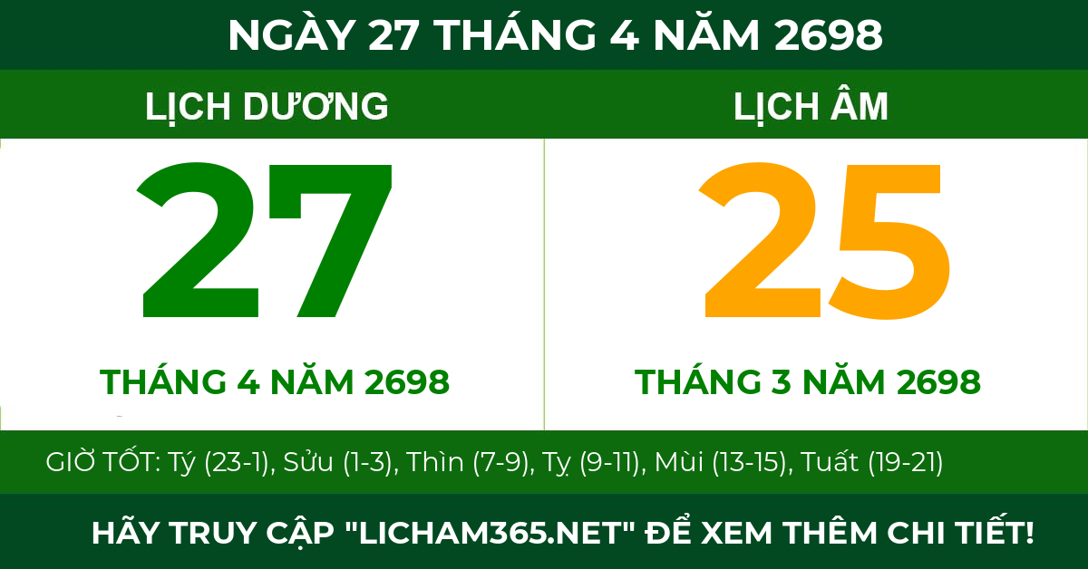 lịch âm ngày 27 tháng 4 năm 2698