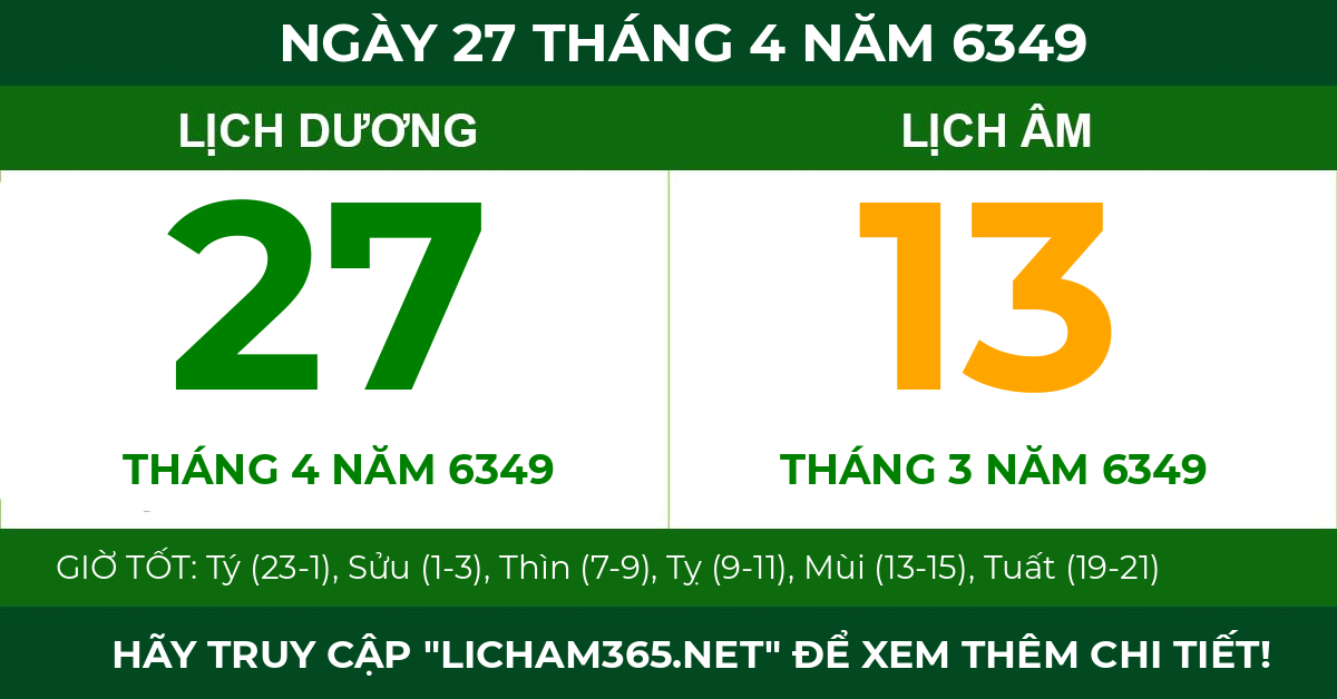 lịch âm ngày 27 tháng 4 năm 6349