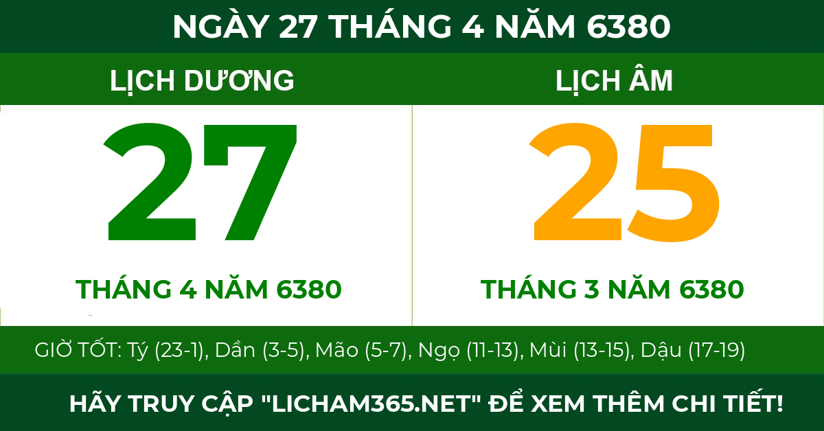 lịch âm ngày 27 tháng 4 năm 6380