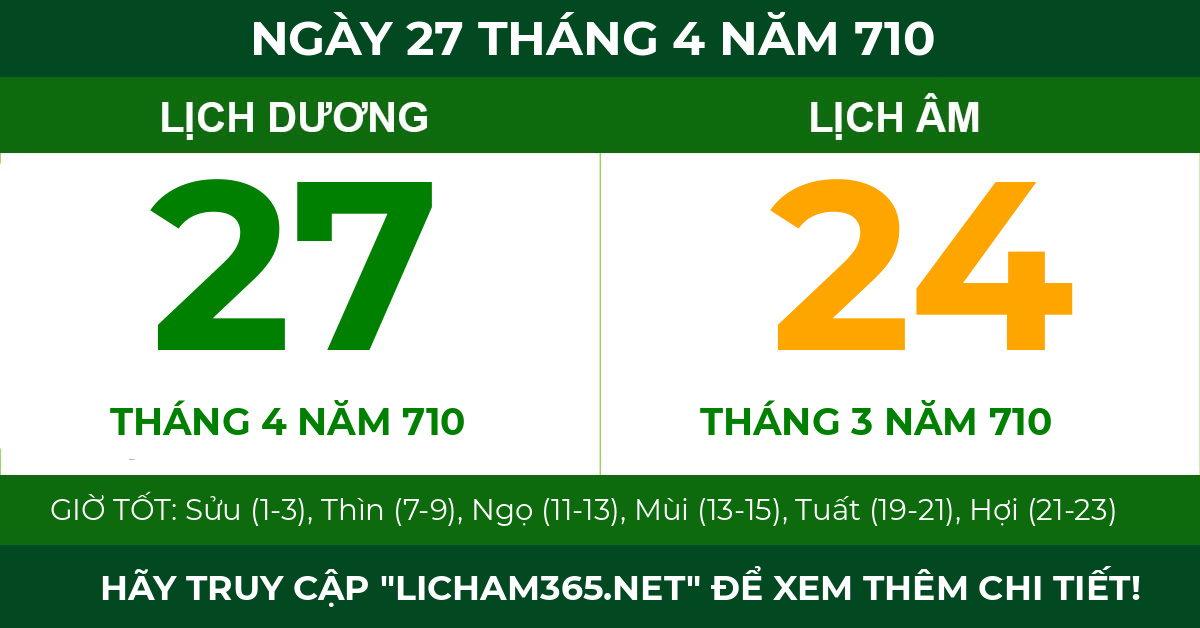 lịch âm ngày 27 tháng 4 năm 710