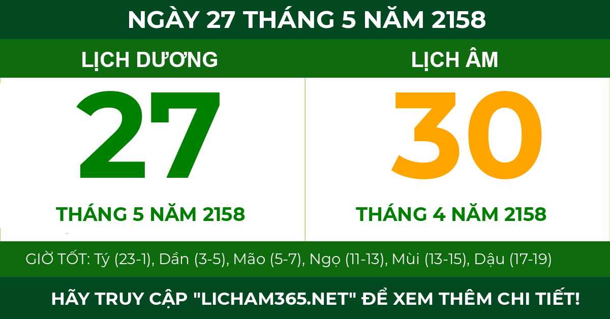 lịch âm ngày 27 tháng 5 năm 2158