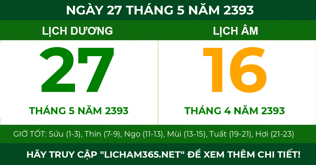 lịch âm ngày 27 tháng 5 năm 2393