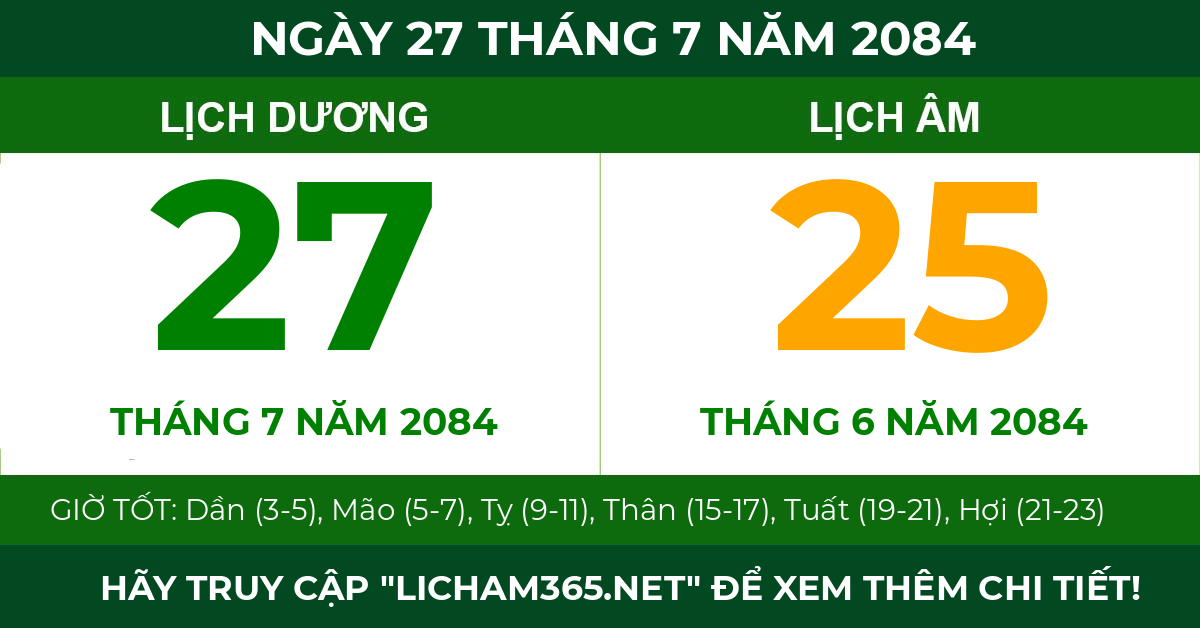 lịch âm ngày 27 tháng 7 năm 2084