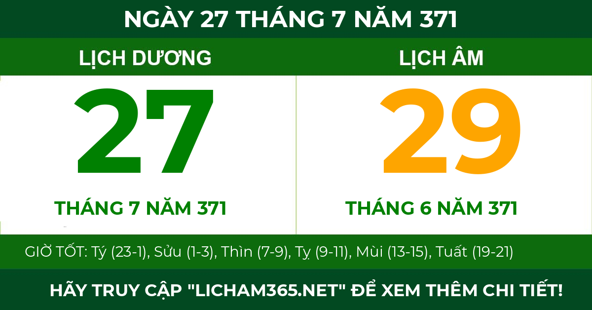lịch âm ngày 27 tháng 7 năm 371