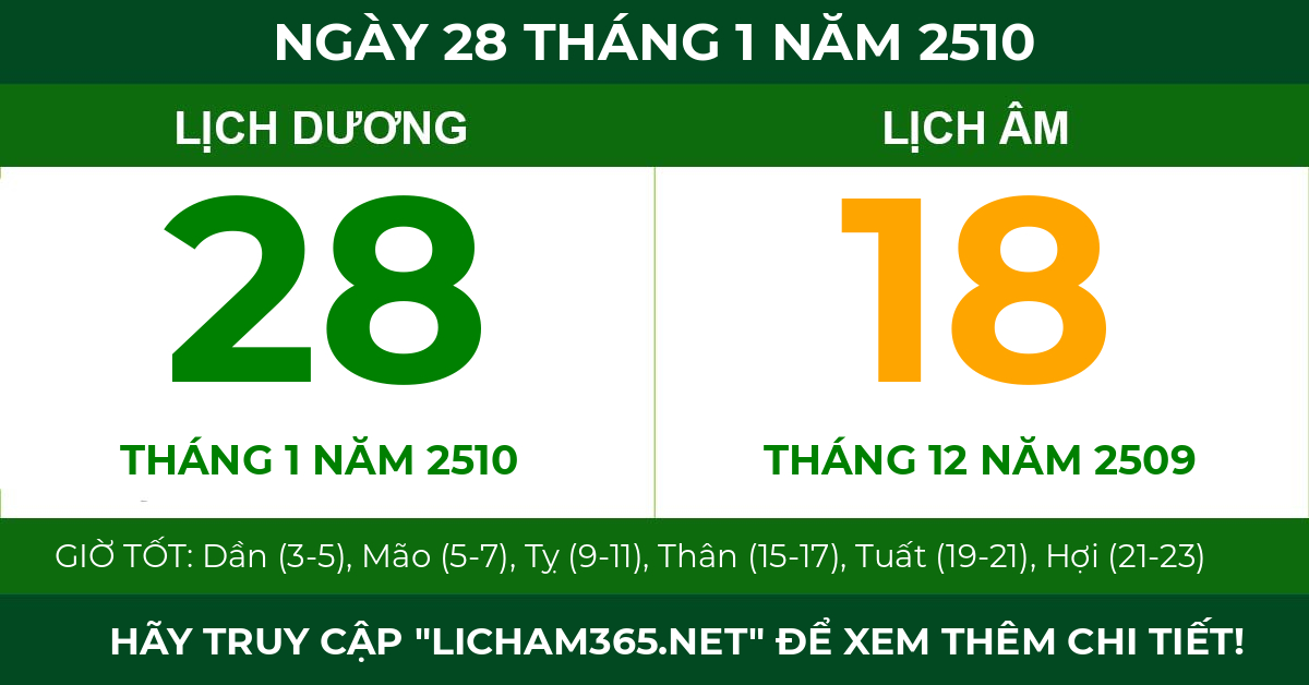 lịch âm ngày 28 tháng 1 năm 2510
