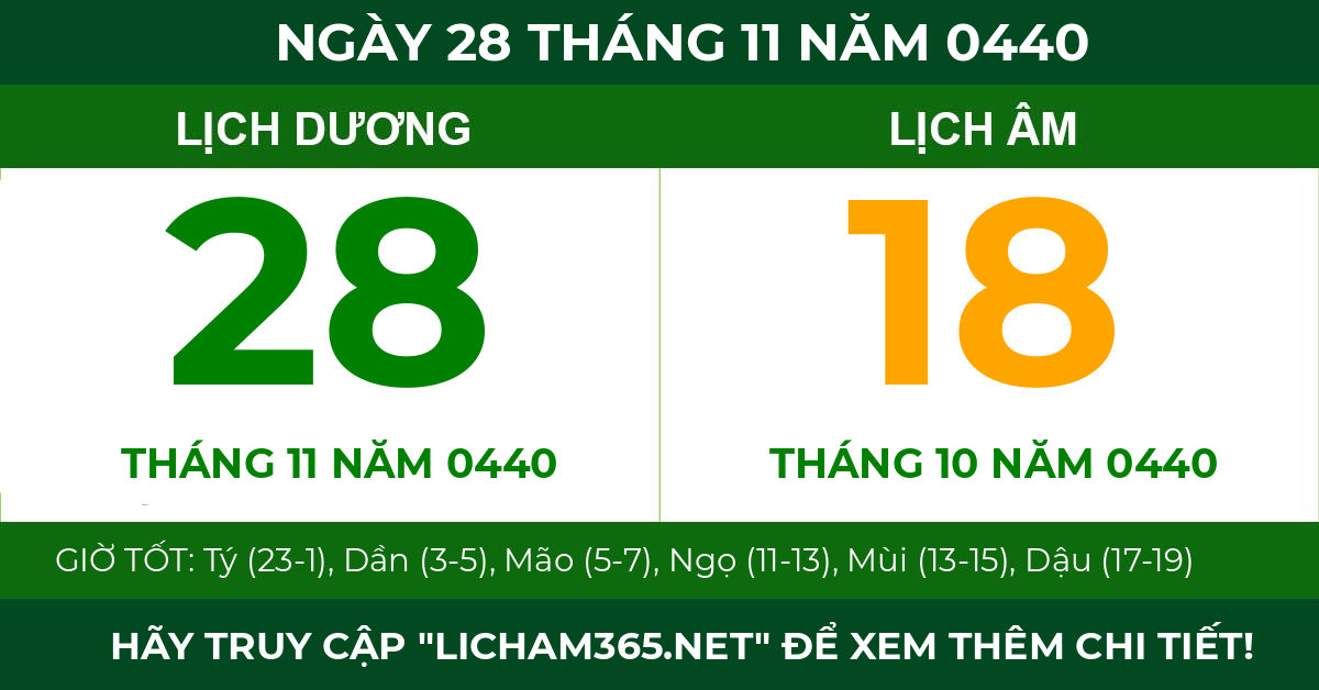 lịch âm ngày 28 tháng 11 năm 0440