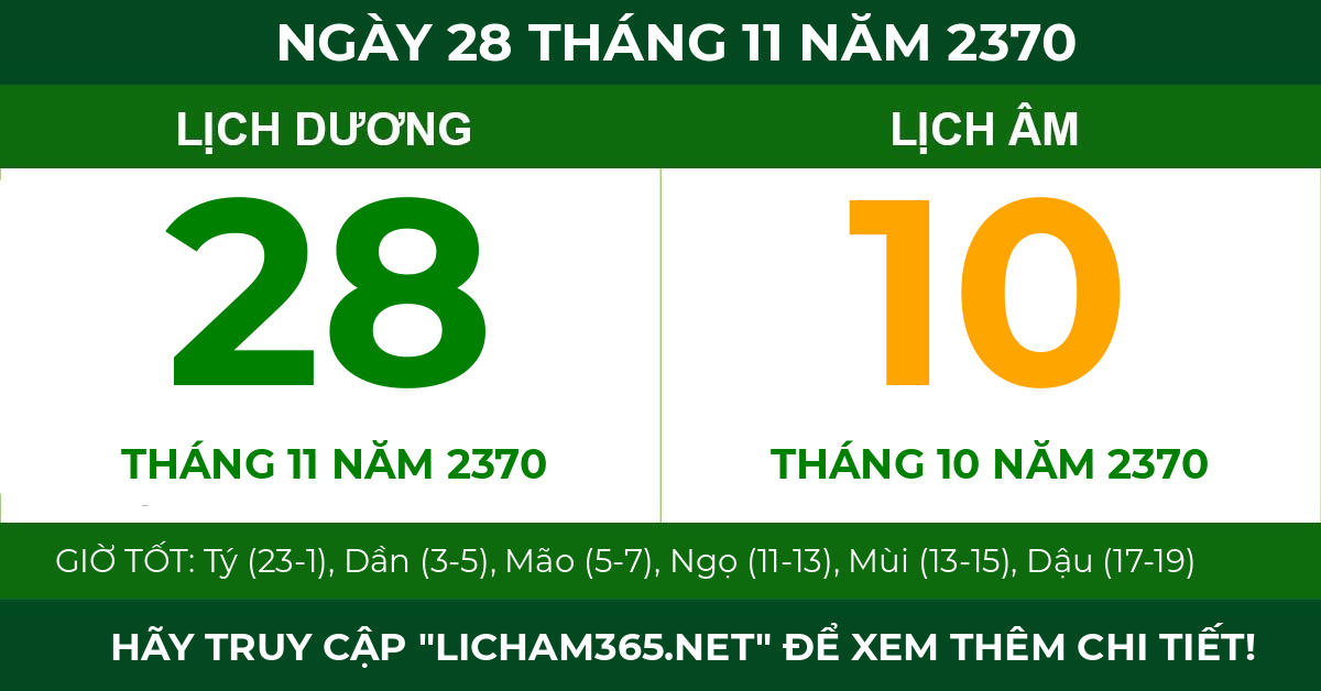 lịch âm ngày 28 tháng 11 năm 2370