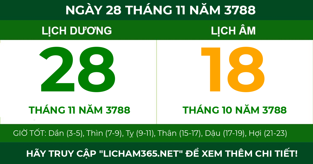 lịch âm ngày 28 tháng 11 năm 3788