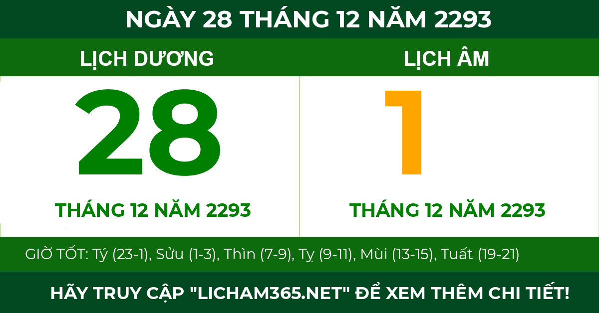 lịch âm ngày 28 tháng 12 năm 2293